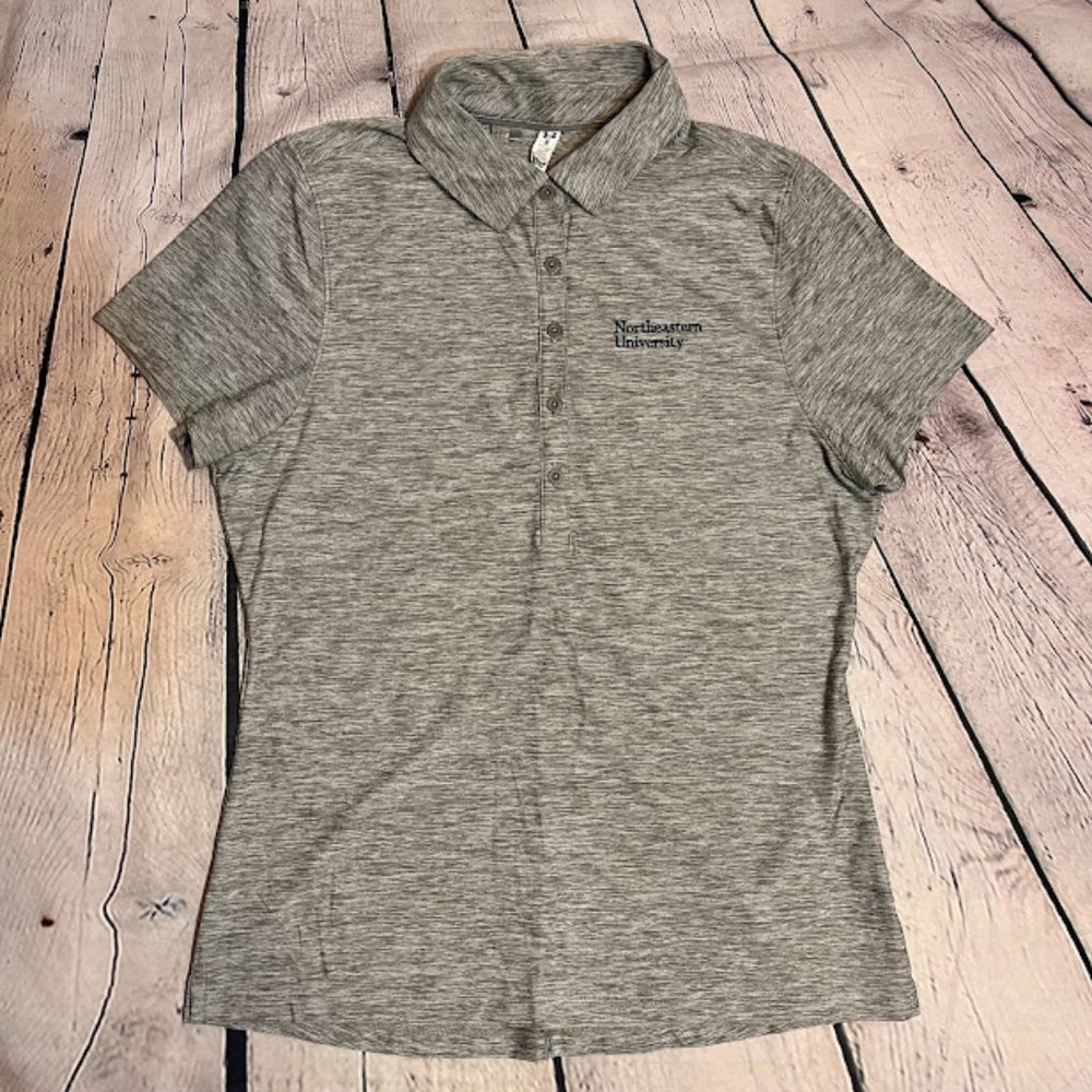 NORTHEASTERN UNIVERSITY Womens Fitted 5-Button Under Armour Shirt Sz Medium Golf